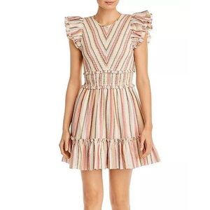 Striped Ruffle Sleeve Dress EUC Saylor Tulsi striped mini dress multicolor